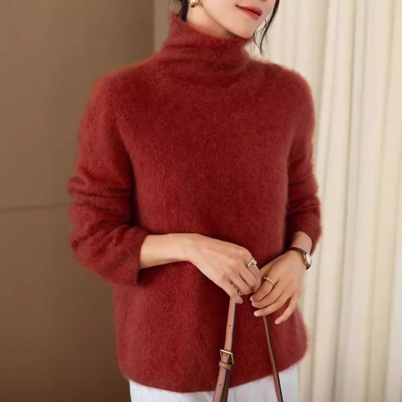 ニット レディース カシミヤ ハイネック 厚手 あったか ゆったり 抜け感 リラックス 起毛 ふわふわ 柔らか肌触り トップス インナー 秋冬 普段使い カジュアル きれいめ 上品 かわいい