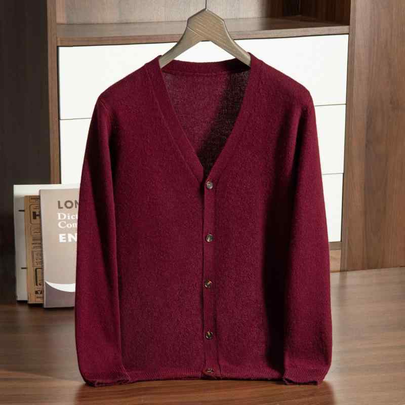 カーディガン メンズ 男性用 カシミヤ混 ウール Vネック 前開き シングルボタン 厚手 ゆったり ルーズフィット 秋冬 日常使い 普段使い 11,637円