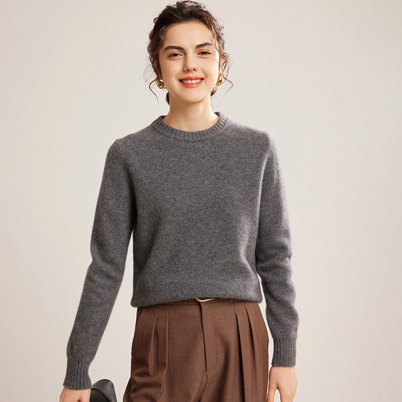セーター レディース カシミヤニット 上品 ラウンドネック 丸首 シンプル 厚手 ゆったり 長袖 着痩せ 秋冬 きれいめ カジュアル 普段使い 通勤 オフィス 防寒 トップス