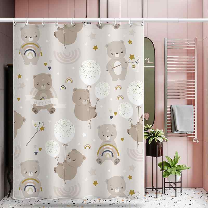 シャワーカーテン ベビー 子供用 かわいい くま柄 防水 防カビ 厚手 ポリエステル バスルーム お風呂 トイレ 洗面所 目隠し 間仕切り おしゃれ カーテン