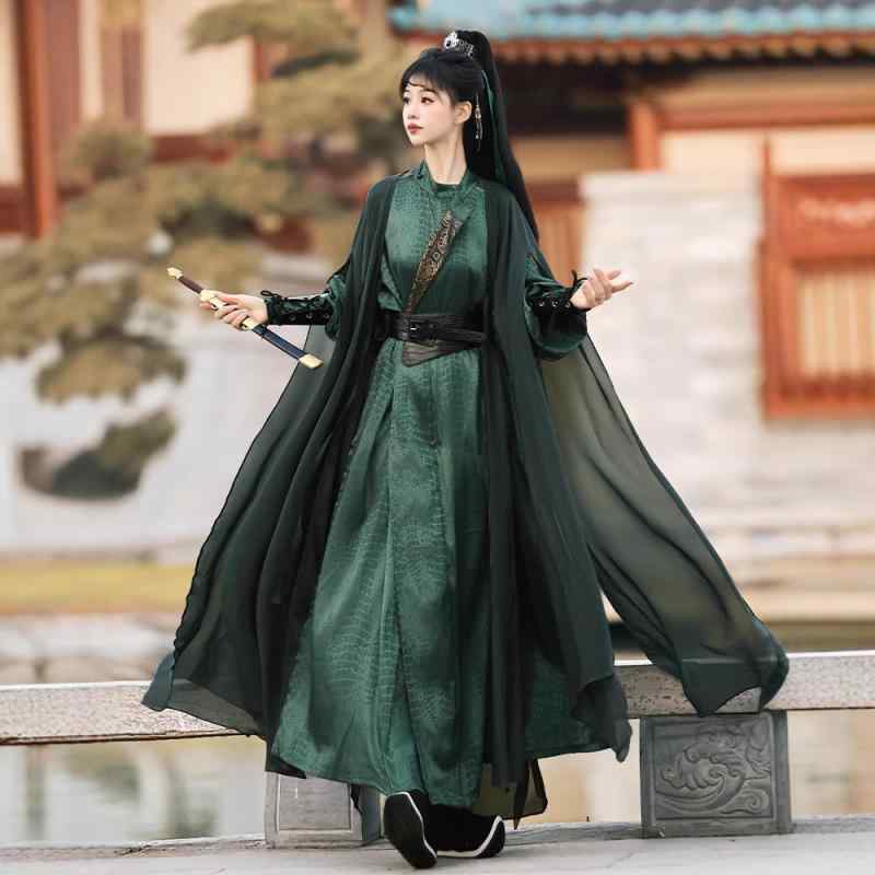漢服 レディース 女性用 中国服 オリジナル 唐風 円領袍 斗篷 マント 仙女風 優雅 軽やか ドレープ 日常使い 普段使い 春夏 ポリエステル 刺繍 アンティーク調