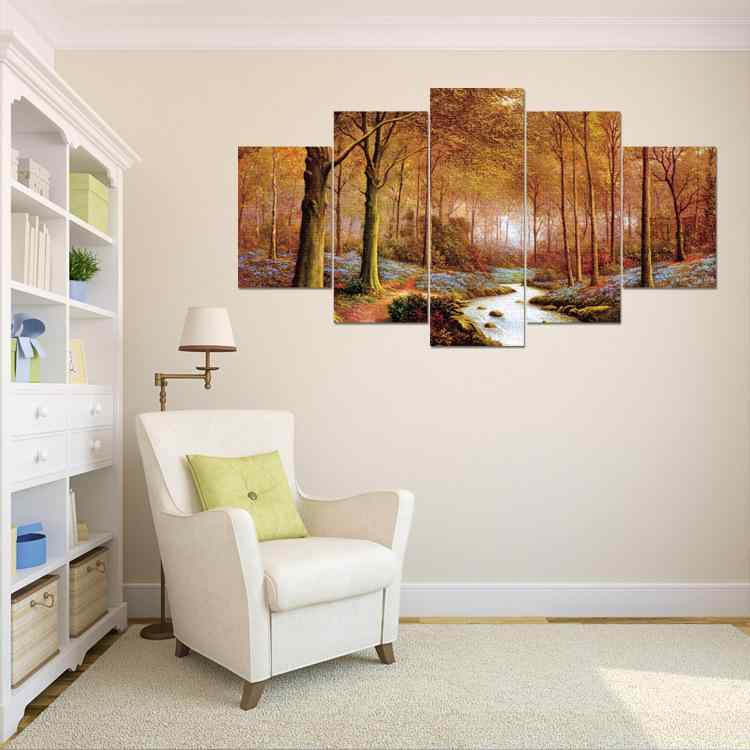 ウォールアート 5枚組 フレームレス 風景 キャンバス ファブリックパネル 壁掛け インテリア 装飾 モダン リビング 寝室 部屋飾り