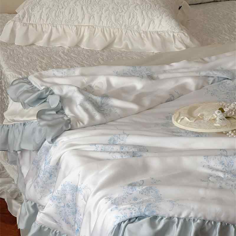 寝具カバーセット レディース 高級感 接触冷感 滑らか 柔らかい フレンチ レトロ プリント キルト シーツ 枕カバー 洗える 通気性 吸湿性 おしゃれ｜way-ugo