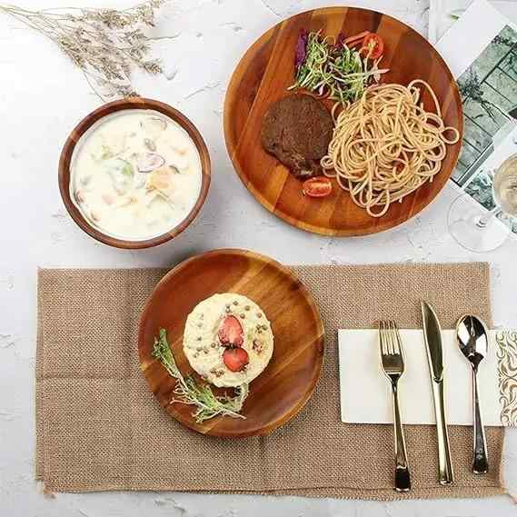 トレー 木製 アカシア材 丸型 家庭用 キッチン 食卓 プレート デザート 寿司 焼肉 おつまみ 茶盤 カフェ ナチュラル モダン