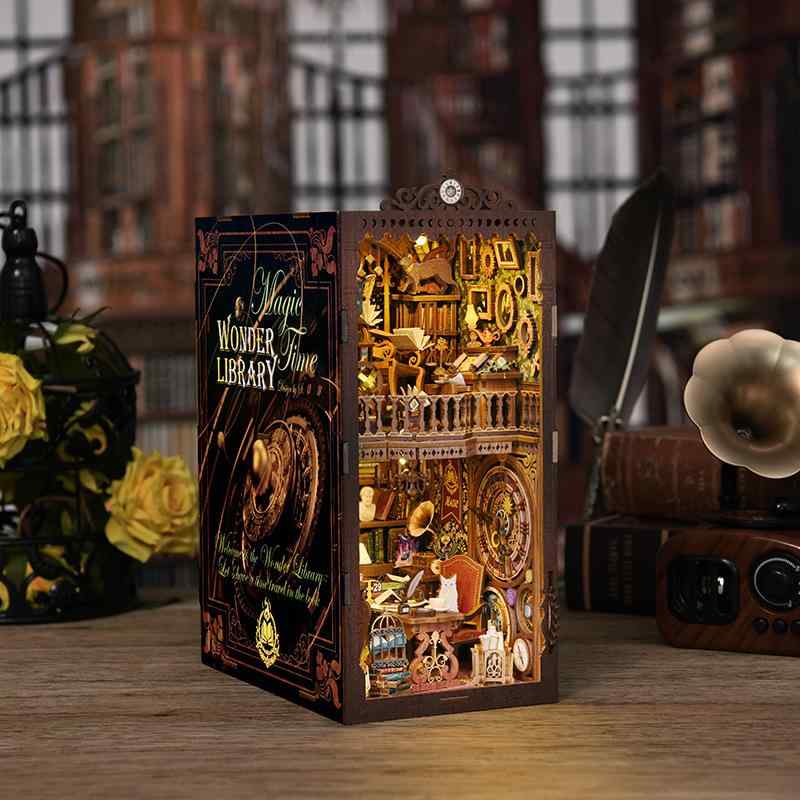 ブックエンド タイムライブラリー DIY 木製 3D立体 組み立てパズルキット 誕生日プレゼント ギフト オリジナルデザイン ウッドクラフト インテリア ホビー おしゃれ 大人向け