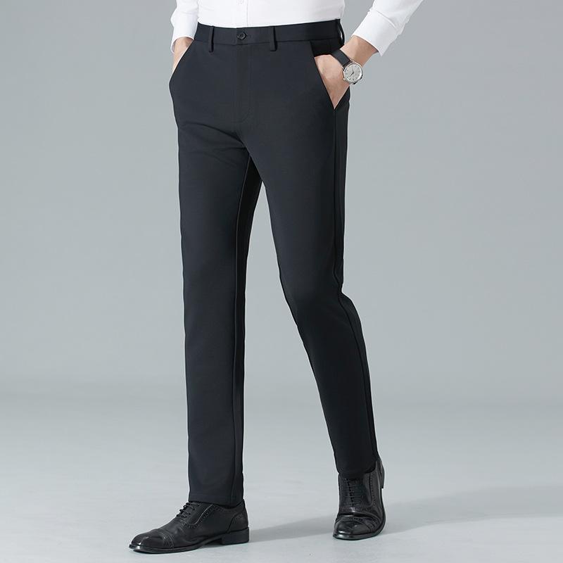 パンツ メンズ 紳士 ストレート ニット 起毛 厚手 秋冬 ストレッチ ナイロン 肌触り良い カジュアル ビジネスカジュアル 通勤 スラックス 形態安定 ノーアイロン スリムフィット 高級感 ブラック ネイビー