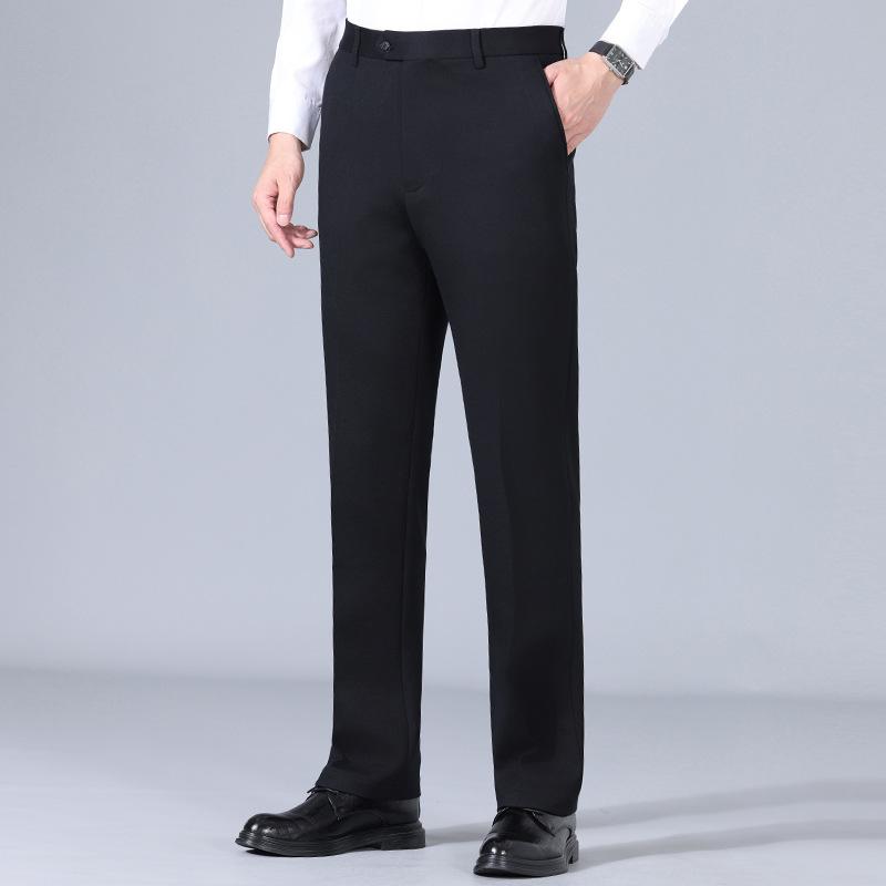 スラックス メンズ 男性用 秋冬 厚手 ニット素材 ストレッチ ノーアイロン ストレート ウール混紡 高級感 ビジネス 通勤 オフィス 普段使い 中高年 上品 快適｜way-ugo