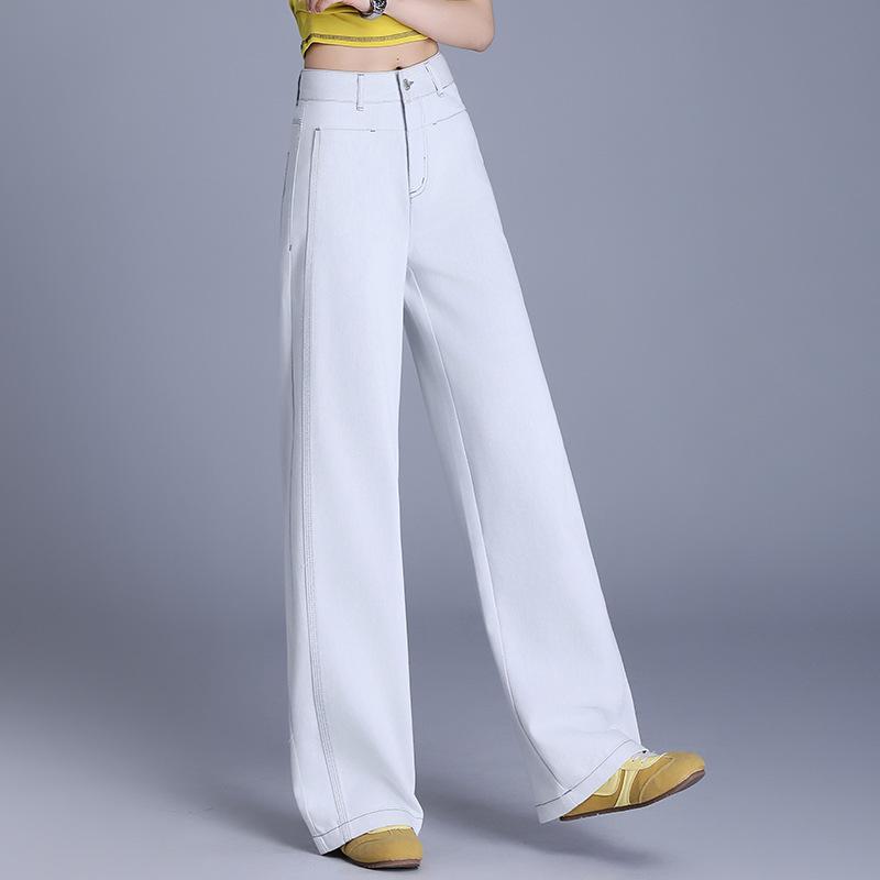 パンツ レディース 春夏 デニム コットン テンセル ワイド ハイウエスト Aライン 肌に優しい 体型カバー 脚長効果 きれいめ 通勤 オフィス リラックス