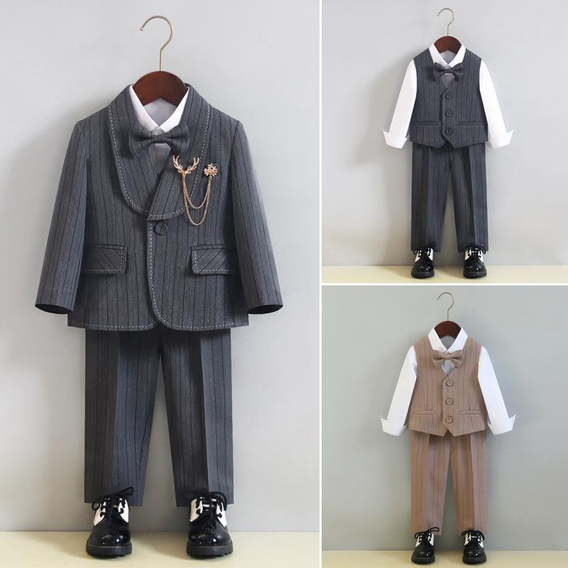 スーツ 男の子 キッズ フォーマル ジャケット ベスト パンツ 裏起毛 英国風 ブリティッシュスタイル スリーピース セットアップ 冬春 フラワーボーイ 発表会 結婚式 卒業式 入学式 演奏会