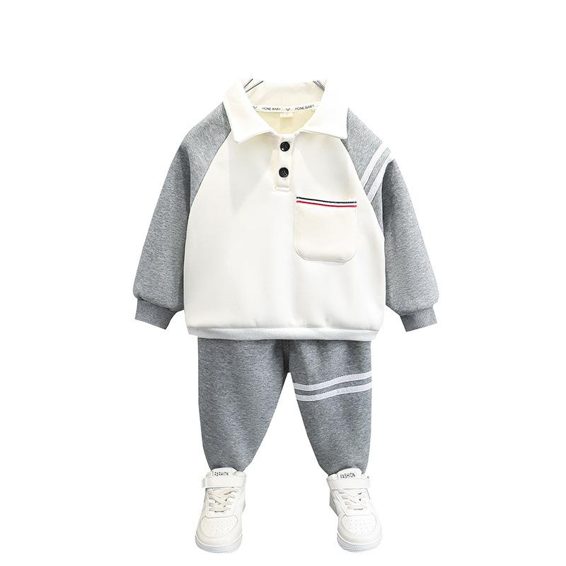キッズ 男の子 裏起毛 厚手 スウェット プルオーバー セットアップ 冬 2点セット 綿混紡 韓国ファッション 通園 通学 普段使い おしゃれ カジュアル ネイビー グレー