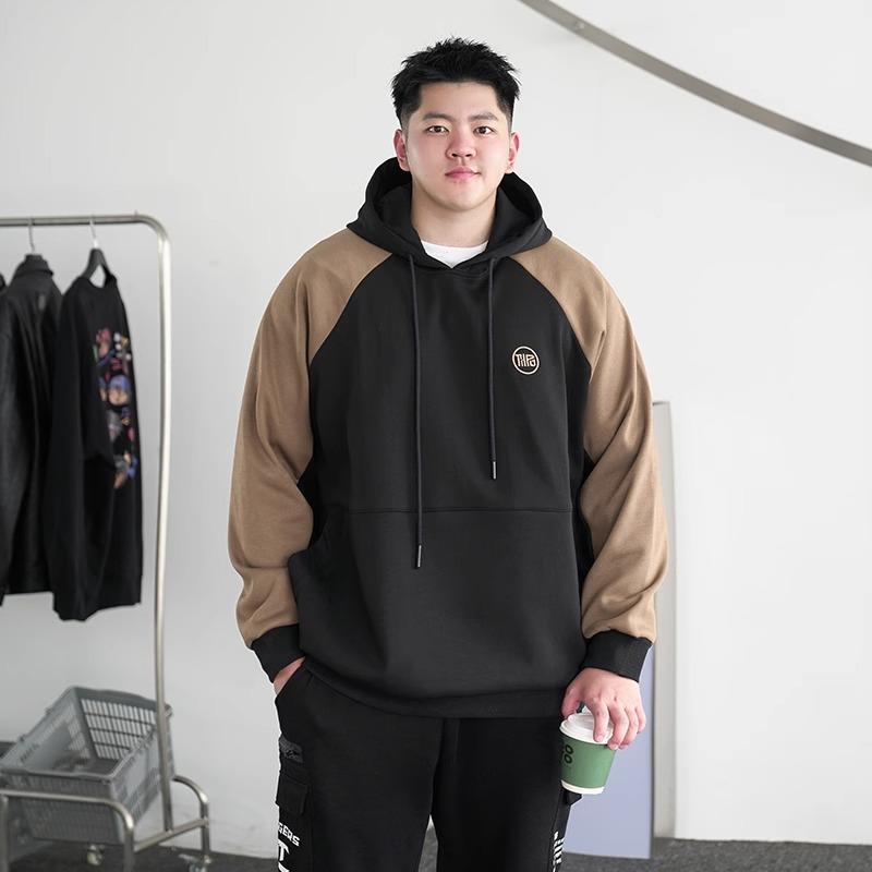 パーカー メンズ ゆったり ビッグサイズ プルオーバー フード付き 配色 切り替え ラグランスリーブ 綿 春秋 日式レトロ カジュアル 普段使い シワになりにくい ブラック