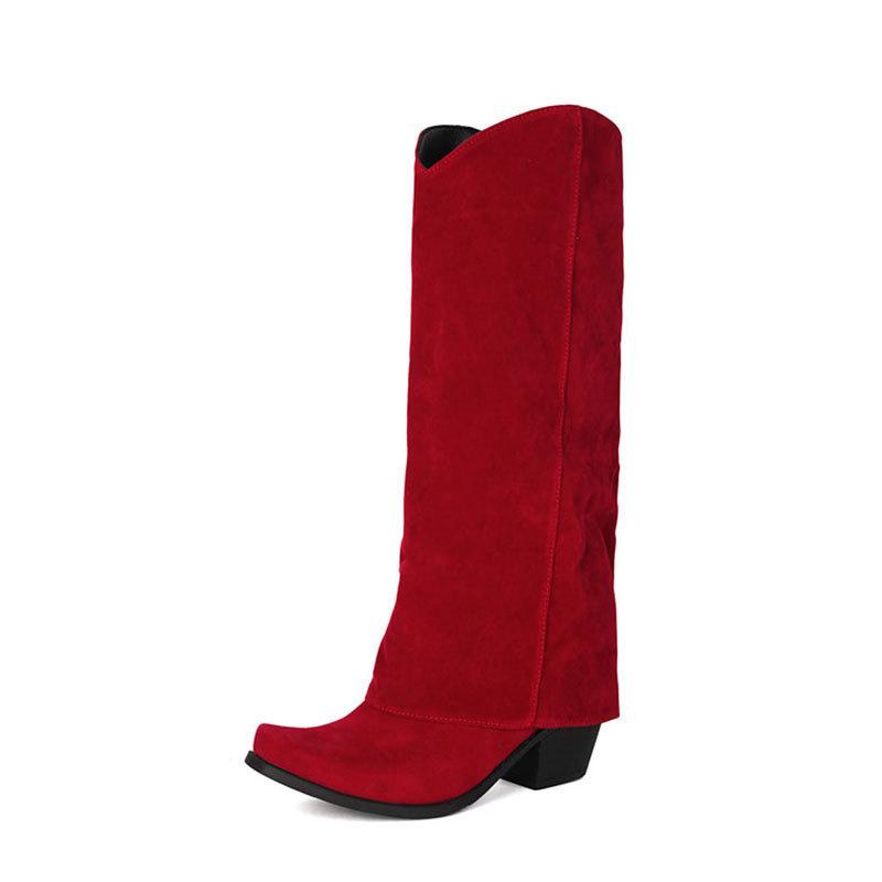 ニーハイブーツ レディース スエード調 チャンキーヒール 大きいサイズ ロング丈 ファッション カジュアル 歩きやすい 美脚 ブラック 秋冬