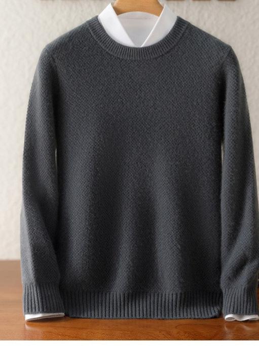 ニット メンズ カシミヤ クルーネック 厚手 肉厚 保温性 毛玉防止 アンチピリング 大きいサイズ ビッグシルエット 秋冬 ビジネス カジュアル デイリー プルオーバー トップス ネイビー グレー系 高級感