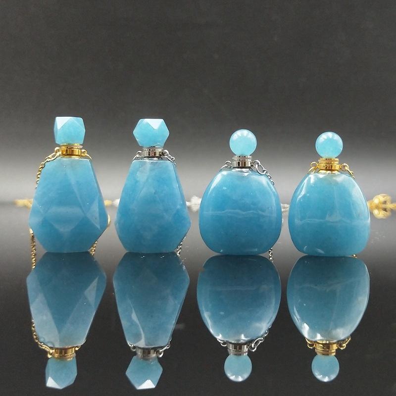 ネックレス レディース 天然水晶 アクアマリン 天然石 香水瓶 アロマペンダント フレグランスボトル ボヘミアン エスニック レトロ 幾何学 オフィス 通勤 デイリー ジュエリー ファッション おしゃれ チェーン付き