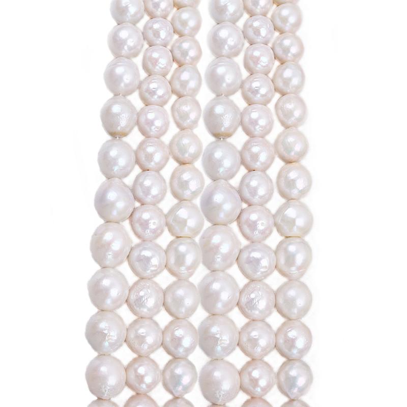 淡水パール 散珠 ルースパール セミラウンド 穴開き DIY ハンドメイド アクセサリーパーツ ネックレス ブレスレット ホワイト 12-15mm