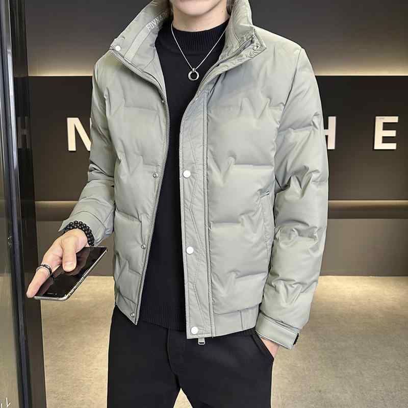 落ちこむ上衣 メンズ 成人男性用 PUなめし革 高品等ホワイトダックダウン 照明ランプ色合い か細い填まる 心電図柄 ジップアップ 防寒 心地よい アウター 冬