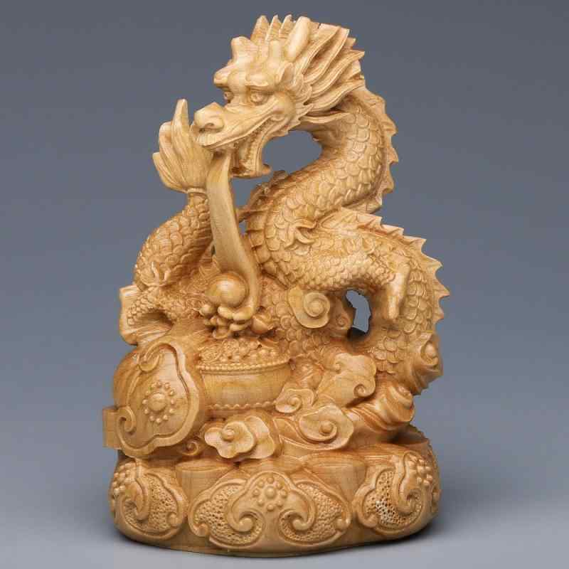木彫り 崖柏木 盤龍 龍 無垢材 精巧彫刻 瑞龍 招福 開運 縁起物 インテリア 置物 オブジェ リビング 玄関 書斎 車内装飾 ダッシュボード 卓上飾り 工芸品 ギフト