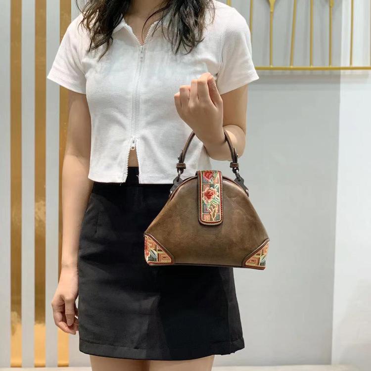 バッグ レディース 女性用 レトロ ヴィンテージ 中国風 刺・墸 チャイナドレススタイル ハンドバッグ ショルダーバッグ PUレザー シェル型 ファスナー開閉 多機能ポケット 日常使い お出かけ 春夏