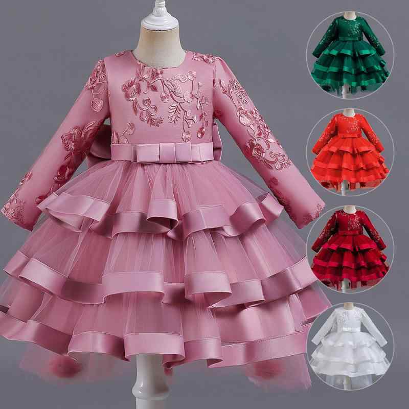 ドレス キッズ 女の子用 プリンセス チュール ふんわり ボリューム かわいい リボン 欧米風 ピアノ発表会 演奏会 結婚式 パーティー フォーマル ステージ衣装 ロング丈 エレガント