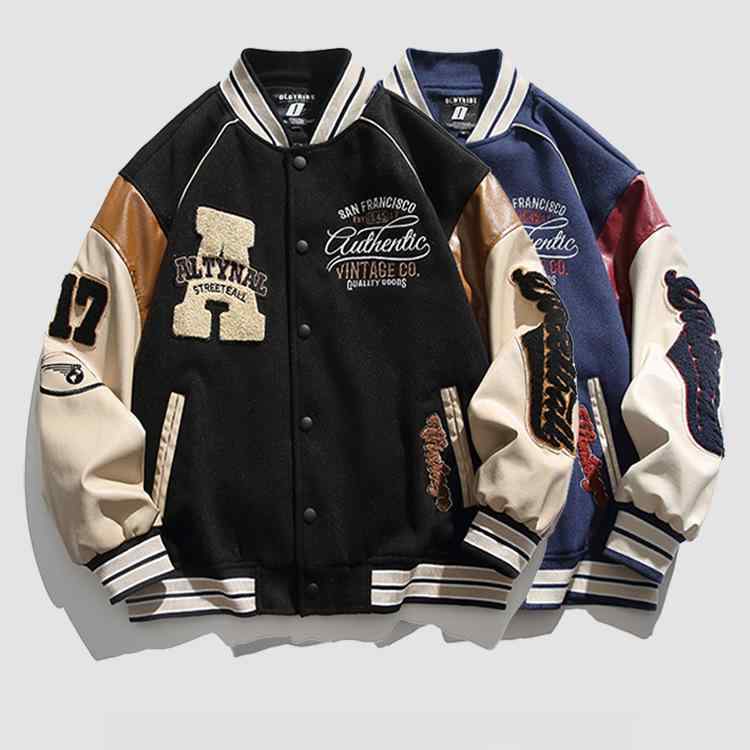 ジャケット メンズ 男性用 アメリカン ストリート スタジャン ボンバー フライトジャケット ゆったり オーバーサイズ ビッグシルエット カジュアル デイリーユース ポリエステル スタンドカラー ブルゾン