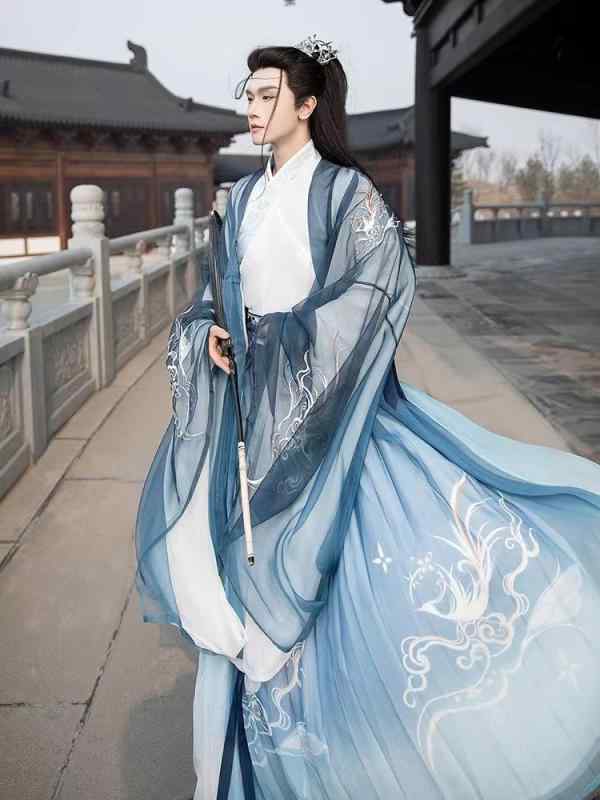 漢服 男性用 中国伝統衣装 オリジナル 武侠風 晋制 魏晋風 時代劇 コスプレ イベント 舞台衣装 ポリエステル ゆったり 長袖 プリント柄
