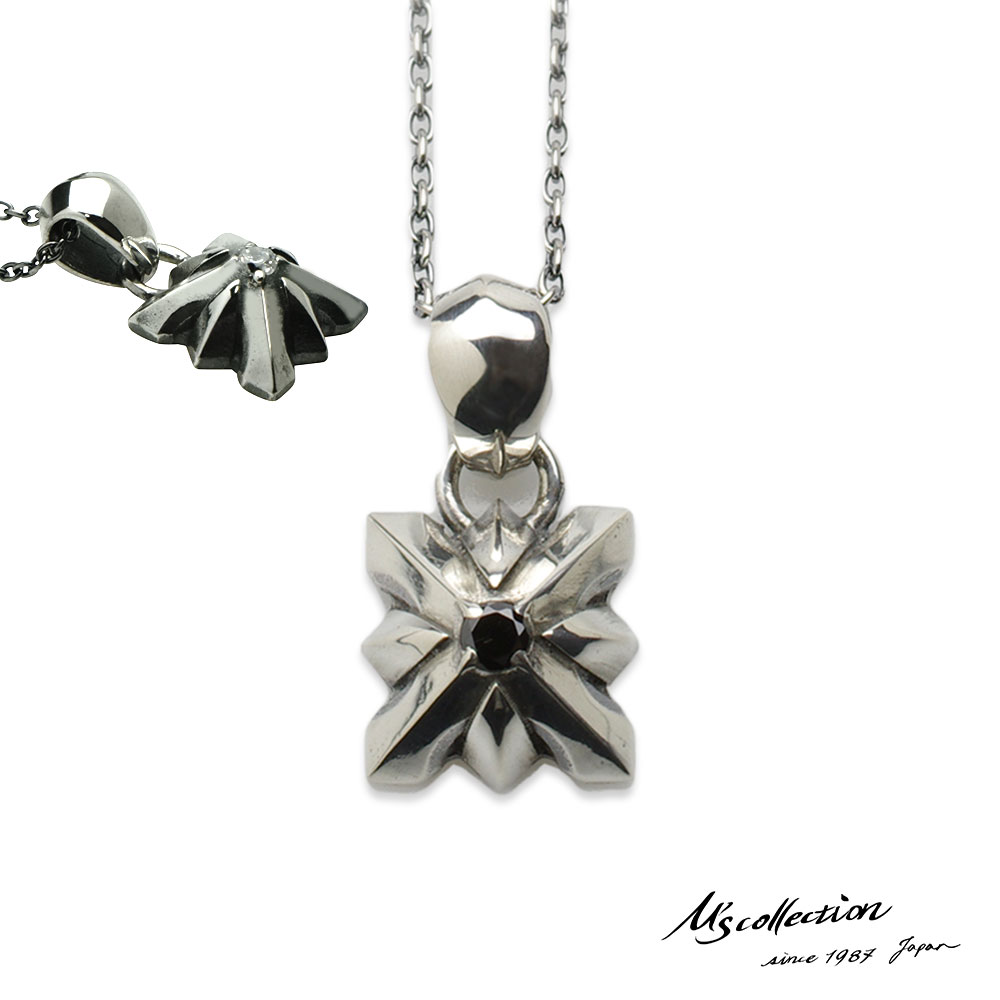 内祝い エムズコレクション スタッズ スクエア シャープ ペンダント ネックレス 50cm アズキチェーン シルバー925 メンズ ブランド 即発送可能 Admin Maryvisa Com