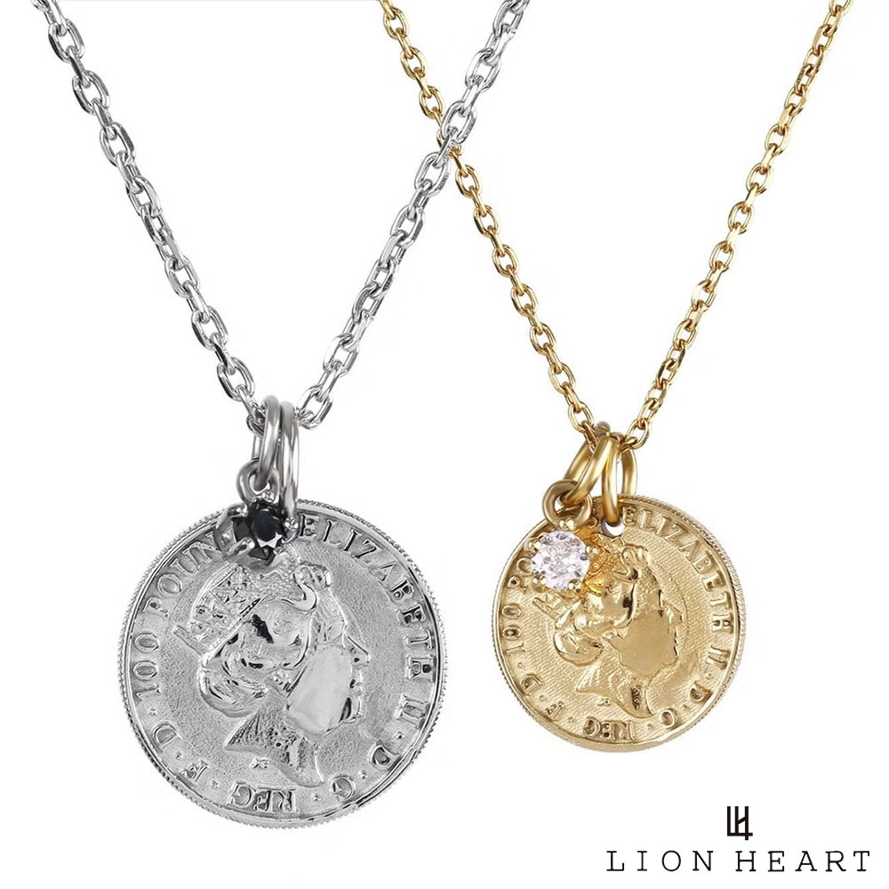 クーポンで10％OFF！10日1：59まで ライオンハート LH-1 ライオン コイン ペアネックレス サージカルステンレス 金属アレルギー対応 ジルコニア メンズ レディース ブランド カップル 記念日