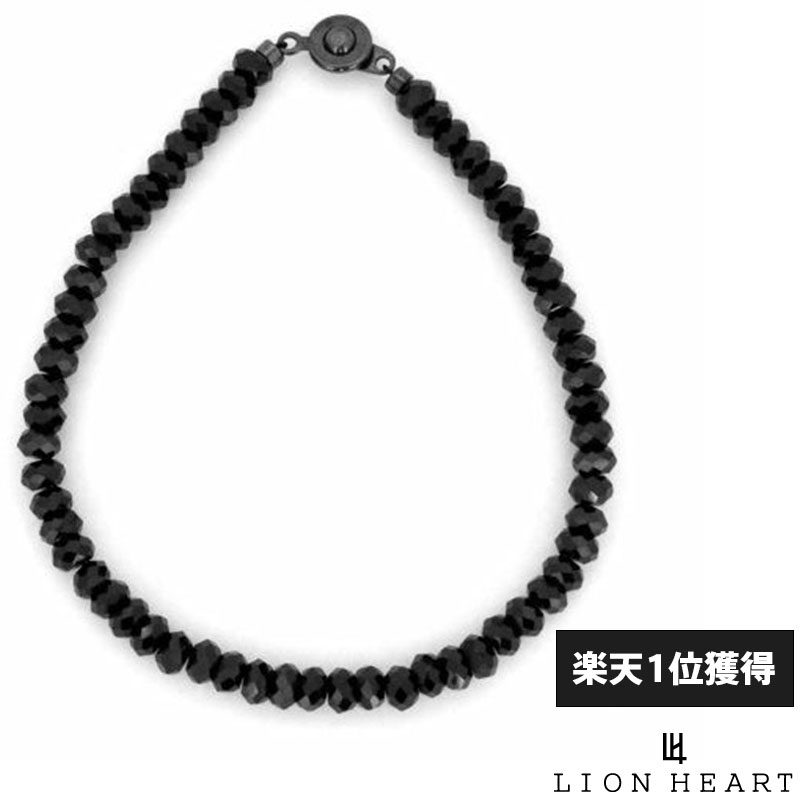 クーポンで10％OFF！10日1：59まで ライオンハート ブラックスピネル ブレスレット ミディアムストーン ビーズ 天然石 メンズ ブランド