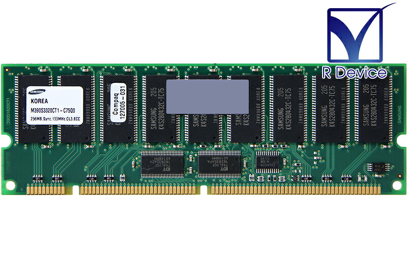 127005-031 Compaq Computer Corporation 256MB マイコン133R CL3 ECC Registered 168-Pin Samsung Semiconductor M390S3320CT1-C75Q0【中古記憶装置】