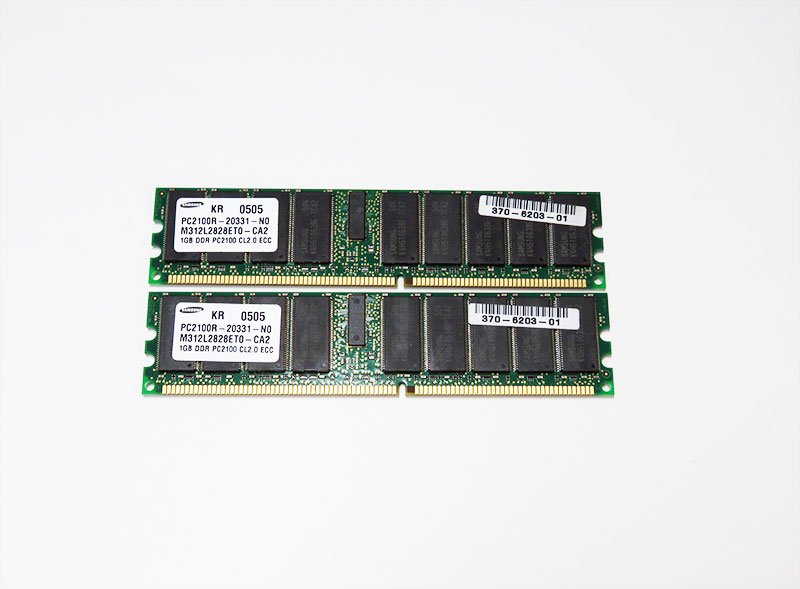 370-6203 X7604A Sun 計2GB (1GBx2) DDR DIMM PC2100 184pins ECC Reg【中古】｜アールデバイス