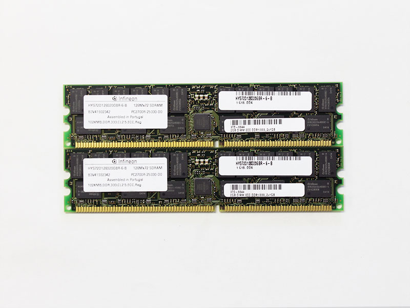 370-6644 Sun Microsystems 計2GB (1GBx2) PC-2100R DDR-266 ECC Registereed Infineon Technologies HYS72D128320GBR【中古】｜アールデバイス