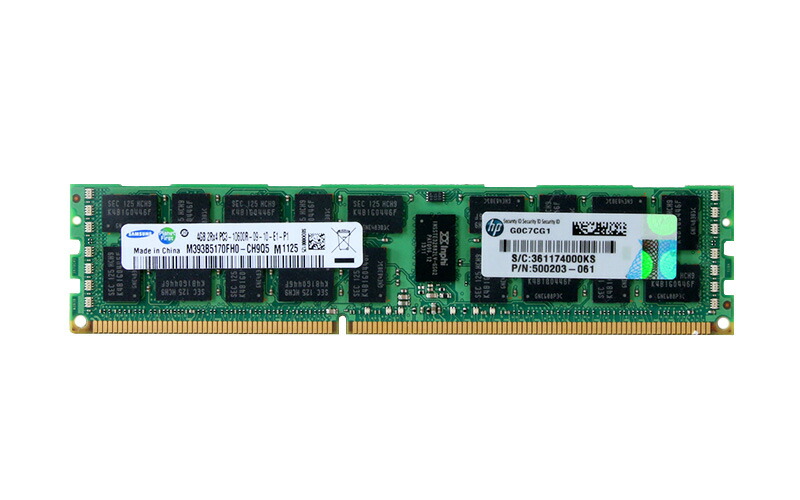 500203-061 HP 4GB DDR3-1333 パソコン3-10600R ECC Registered 1.5V 240pin Samsung M393B5170FH0-CH9Q5【中古】