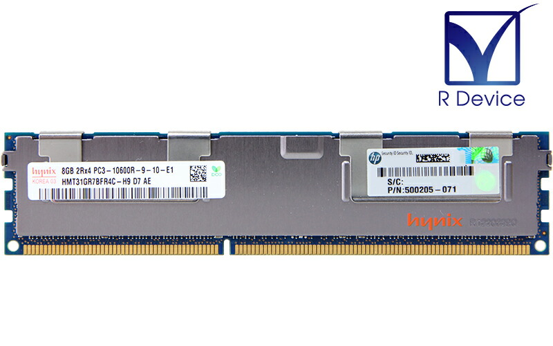 500205-071 Hewlett-Packard Company 8GB DDR3-1333 PC3-10600R ECC Registered 1.5V 240-Pin SK hynix HMT31GR7BFR4C-H9【中古メモリ】