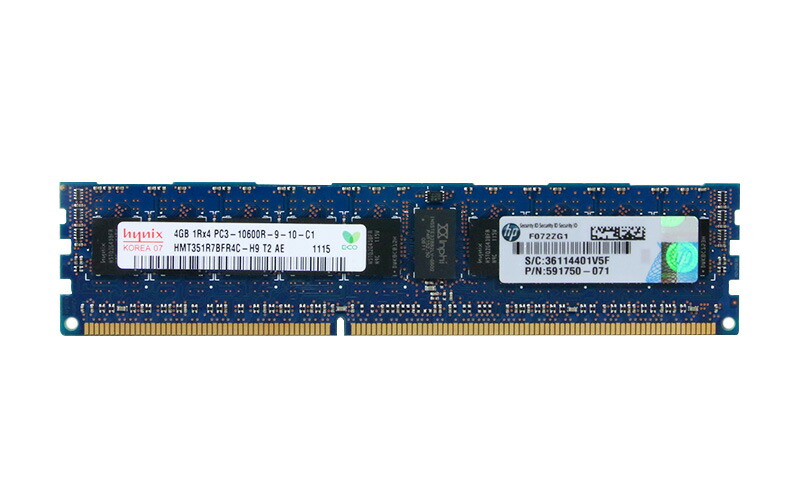 591750-071 HP 4GB DDR3-1333 パソコン3-10600R ECC Registered 1.5V 240pin hynix HMT351R7BFR4C-H9【中古】