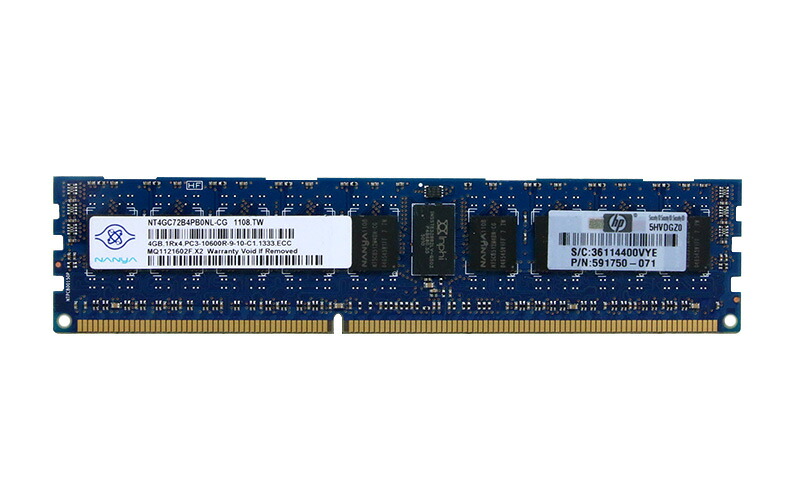 591750-071 HP 4GB DDR3-1333 パソコン3-10600R ECC Registered 1.5V 240pin Nanya Technology NT4GC72B4PB0NL-CG【中古】