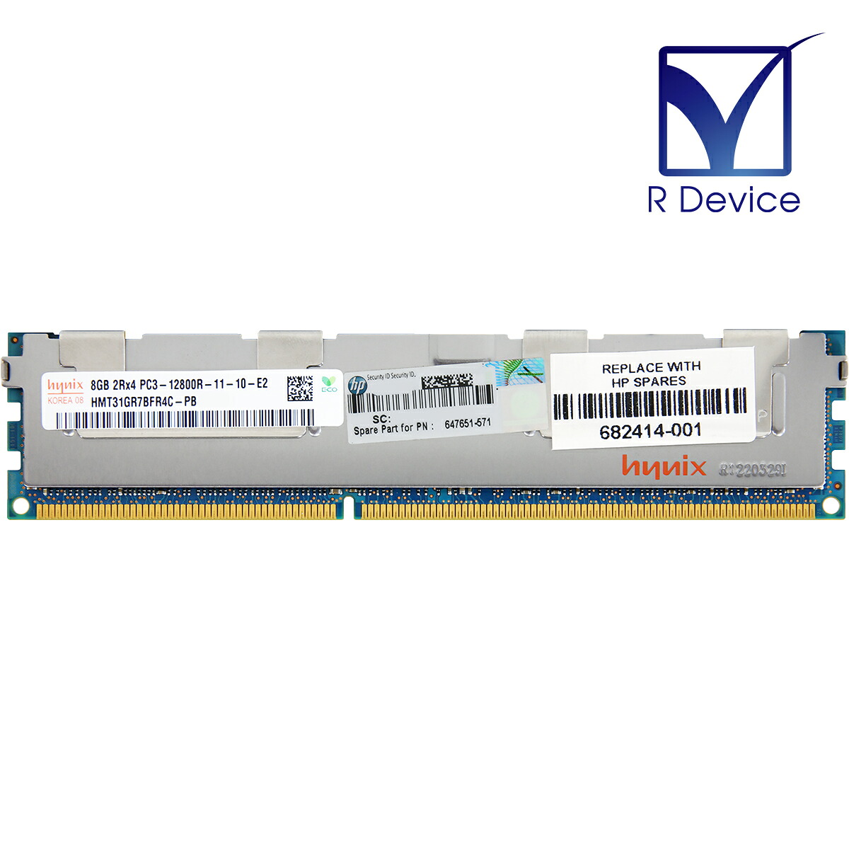 682414-001 Hewlett-Packard Company 8.0GB DDR3-1600 パソコン3-12800R ECC Registered 1.5V 240-Pin SK hynix HMT31GR7BFR4C-PB【中古記憶装置】