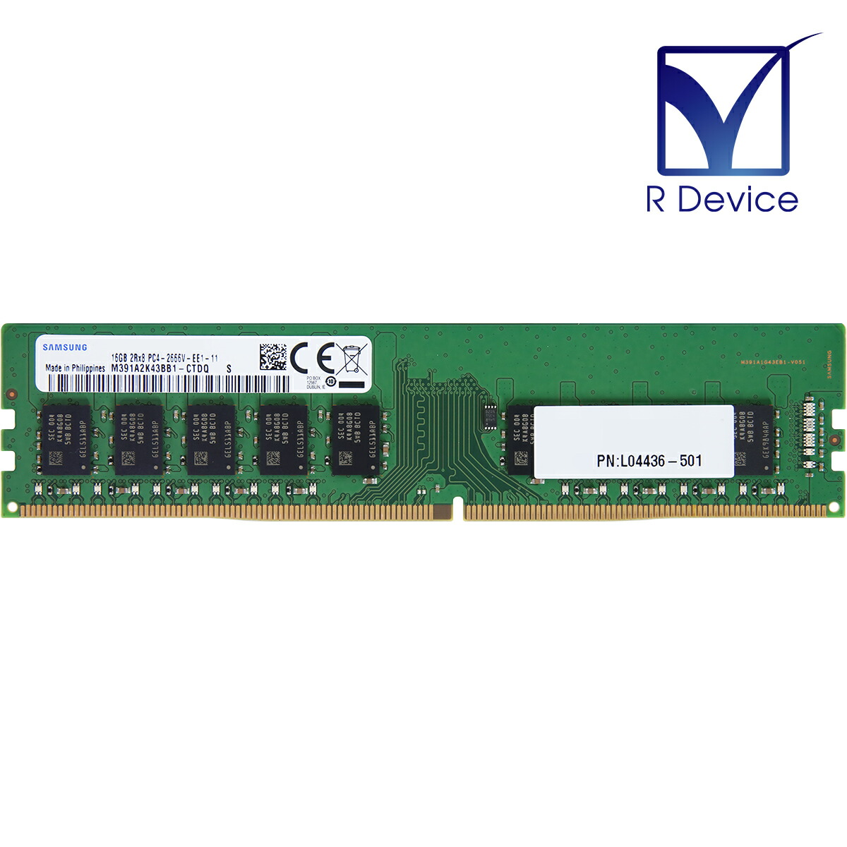 L04436-501 HP 16.0GB DDR4-2666V パソコン4-21300 ECC Unbuffered 1.2V 288-Pin Samsung Semiconductor M391A2K43BB1-CTD【中古記憶装置】