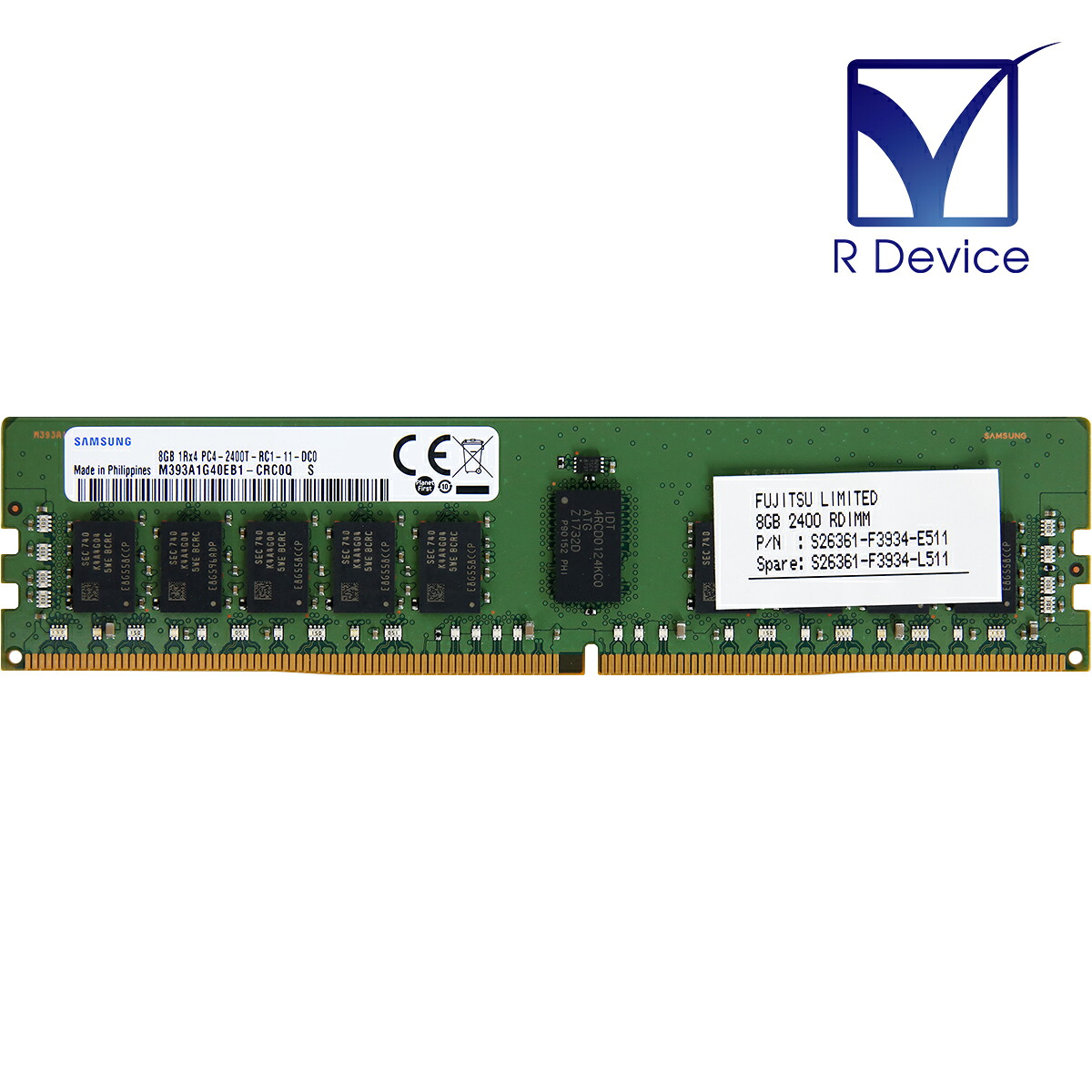 S26361-F3934-E511 富士通 8.0GB DDR4-2400 ECC Registered 1.2V 288-Pin Samsung Semiconductor M393A1G40EB1-CRC【中古記憶装置】