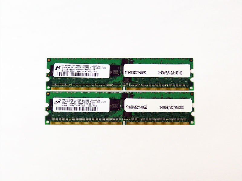 MT9HTF6472Y-40EB2 NEC 計1GB (512MBx2) DDR2-400 240Pin RDIMM パソコン2-3200 CL3【中古】