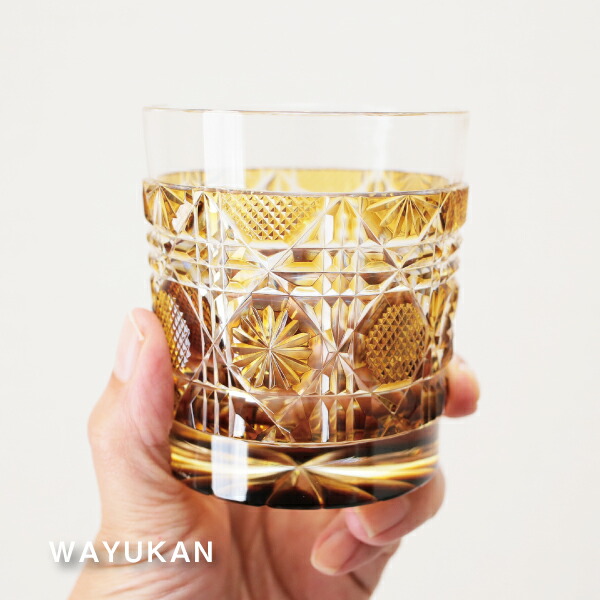 楽天市場】薩摩切子オールド（金赤）八角籠目280cc 薩摩びーどろ工芸