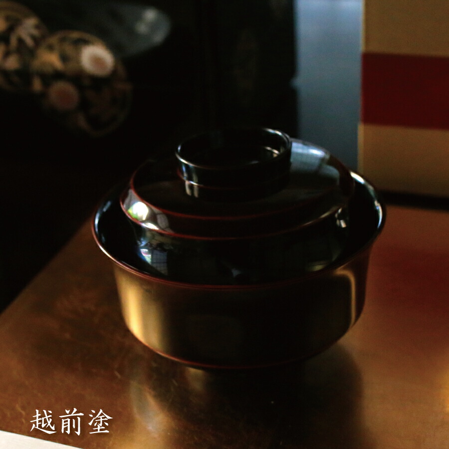 楽天市場】越前塗 ひさご雑煮椀 日月 黒 漆器 お雑煮用 お雑煮 お椀