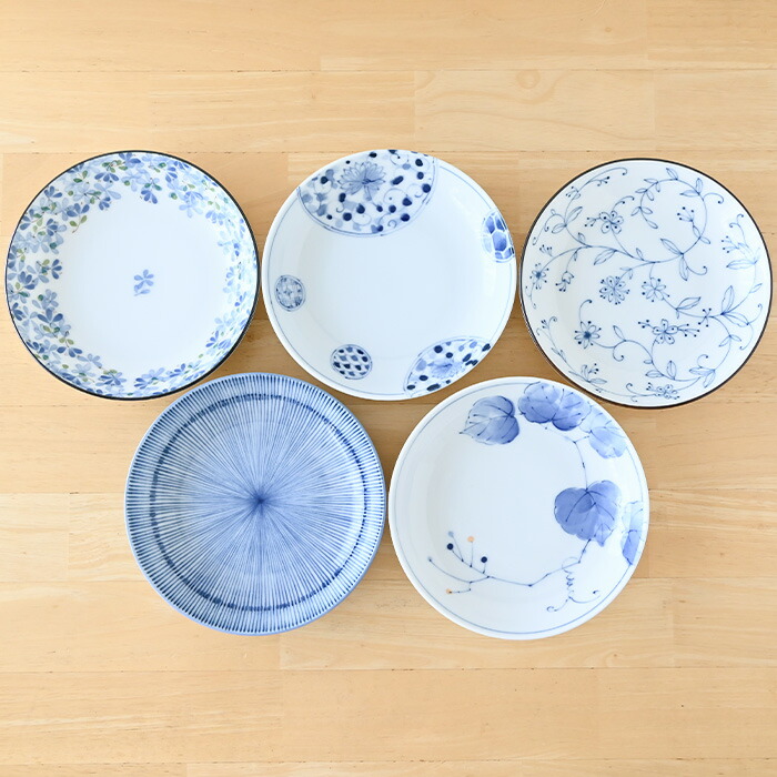 楽天市場】中皿5枚セット 16.5cm 染付絵変り 化粧箱入り ギフト