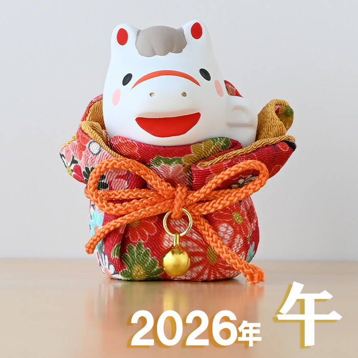 B480b「備前干支置物 午」安土窯 共箱 備前焼 令8年干支 瓢箪から駒