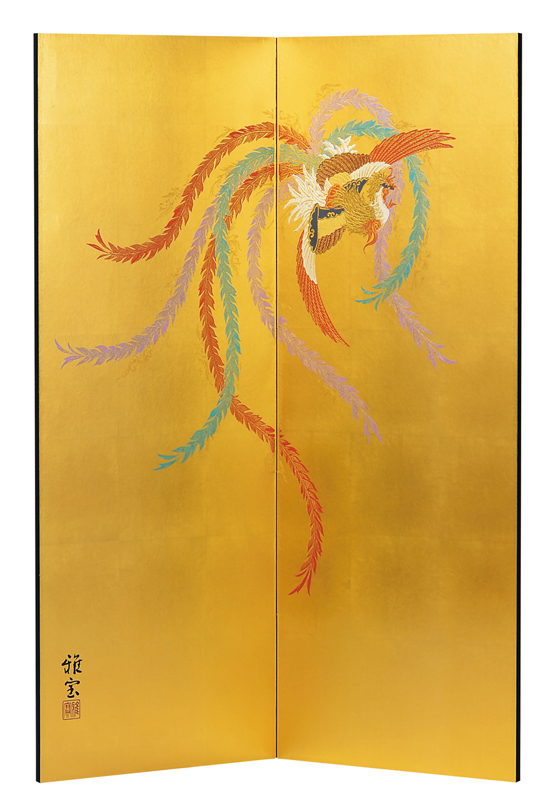 楽天市場】日本製 本金屏風（純金箔 木製格子） ６尺６曲金屏風（きん 