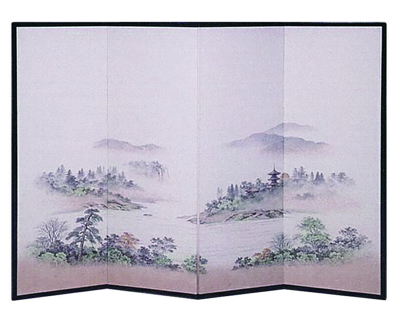 ２連屏風　襖山水画折り畳み式衝立　訳アリ特価２連山水パーテーション１台限定 楽天市場】間仕切り パーテーション 衝立 自立 4連 高さ148cm