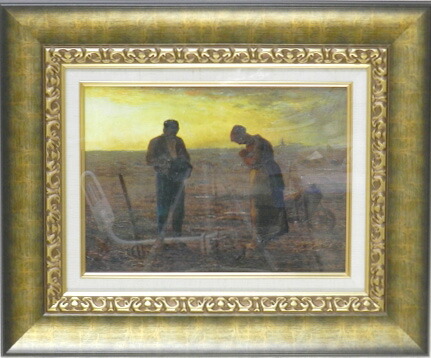 ミレー 「晩鐘」額付き 複製画 ジェル加工 世界の名画　洋画 楽天市場】絵画 世界の名画 晩鐘 ジャン＝フランソワ・ミレー 額