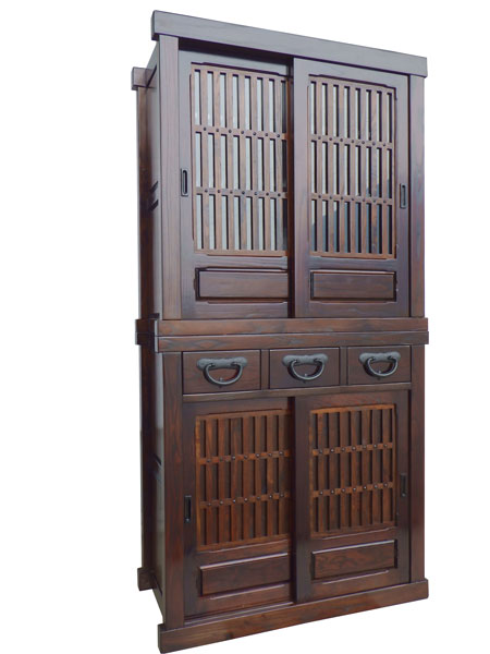 楽天市場】【開梱設置無料】 食器棚 和風 和室 水屋箪笥 完成品 水屋