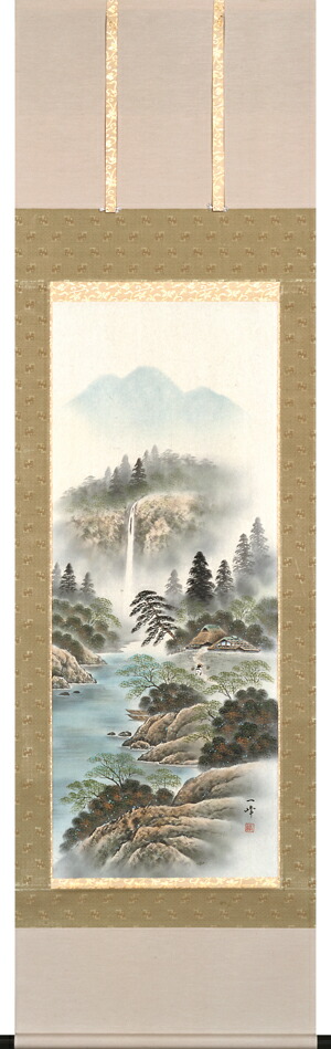 美品　掛け軸　今井玲豊作 淡青山水図 楽天市場】掛け軸 開運金龍 (今井玲豊) （掛軸小物なし） 送料