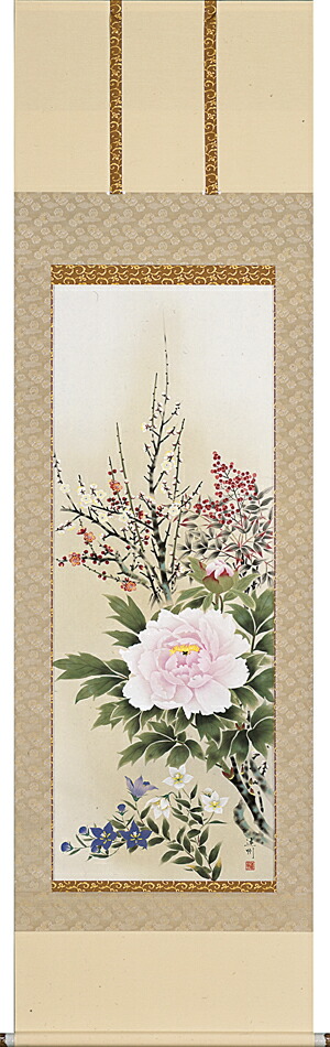 楽天市場】掛け軸 掛軸（かけじく）富貴花（西尾 香悦）全国送料無料