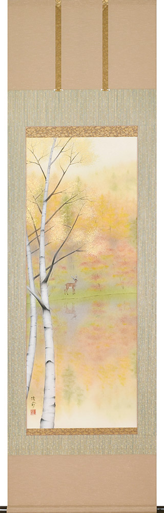 お盆お彼岸大特価　希少掛軸★鈴木優莉作 花ひら観音 尺五立★高さ：約189cm お盆お彼岸大特価 希少掛軸☆鈴木優莉作 花ひら観音 尺